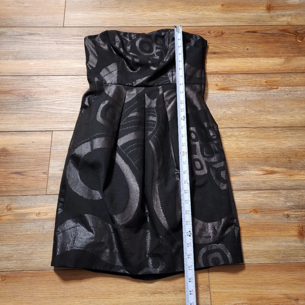 Y2K TIBI Dress Womens 2 Black Jacquard Strapless